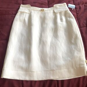 Escada Margaretha Ley White Linen Pencil Skirt- fully lined, zip back- small